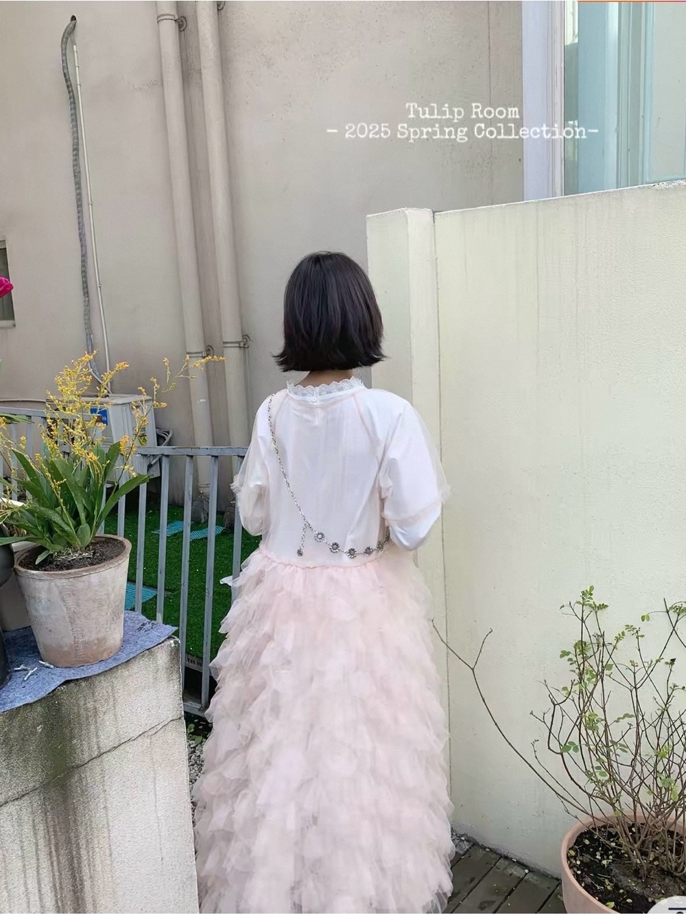 Sheer Ruffle Layered Mini Dress in Blush Pink - Picture 2 of 5